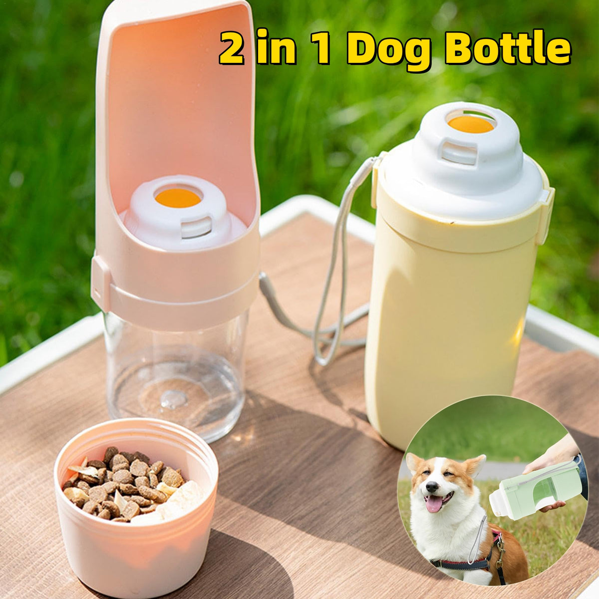 2 in 1 Travel Dog Water Bottle Pet Water Dispenser Feeder Drinking Feeder Dog Outing Water Feeder Pets Outdoor Portable Cup Pet Products